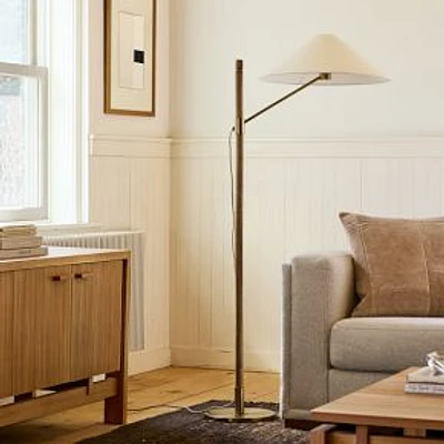 Devon Floor Lamp, Wood, Metal, Paper Shade