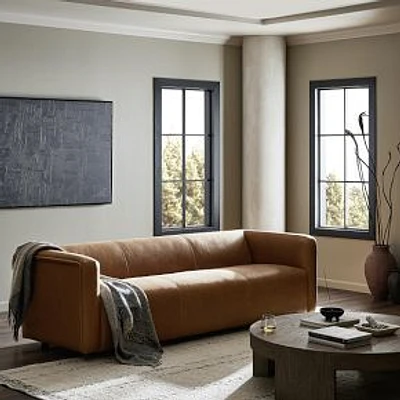 Shaw 97"Leather Sofa, Palermo Cognac