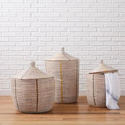 Mbare Graphic Basket, White, Medium