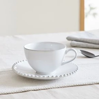 Pearl Tea Cup & Saucer, Set of 4, White