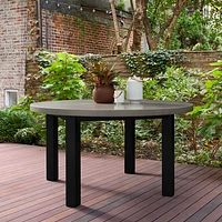 Portside Aluminum Outdoor Concrete 60 in Round Dining Table, Dark Bronze