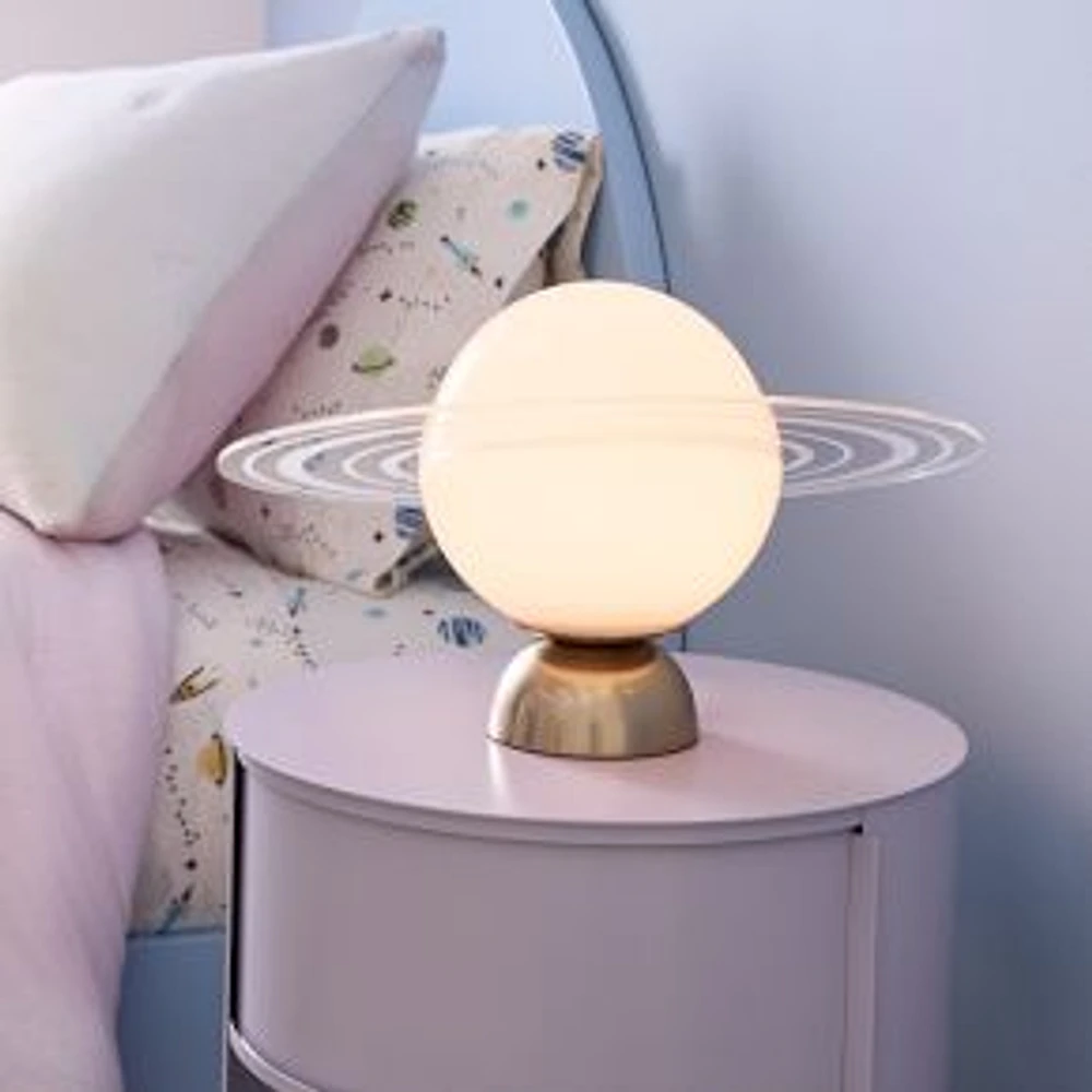 Planet Table Lamp, Light Bronze, Milk Glass, 15.5"