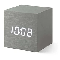 MoMA Collection Alume Cube Clock, Aluminum-effect Veneer Finish, Silver