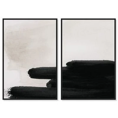 Oliver Gal Black Degrade Diptych Framed Canvas Wall Art