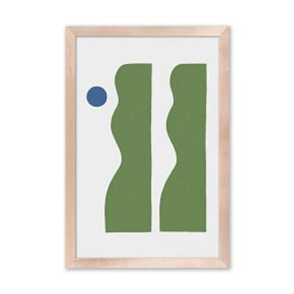 2 Green Vase by Roseanne Kenny Framed Paper Natural Maple 12x18