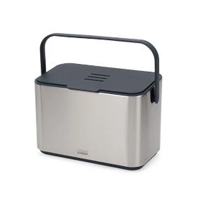 Joseph and Joseph Collect 4L Food Waste Caddy with Removable Bucket, Stainless-Steel