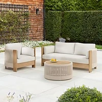 Porto Outdoor 76" Sofa, Driftwood, Pearl Gray