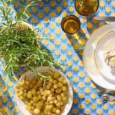 Shama Block-printed Linen Tablecloth