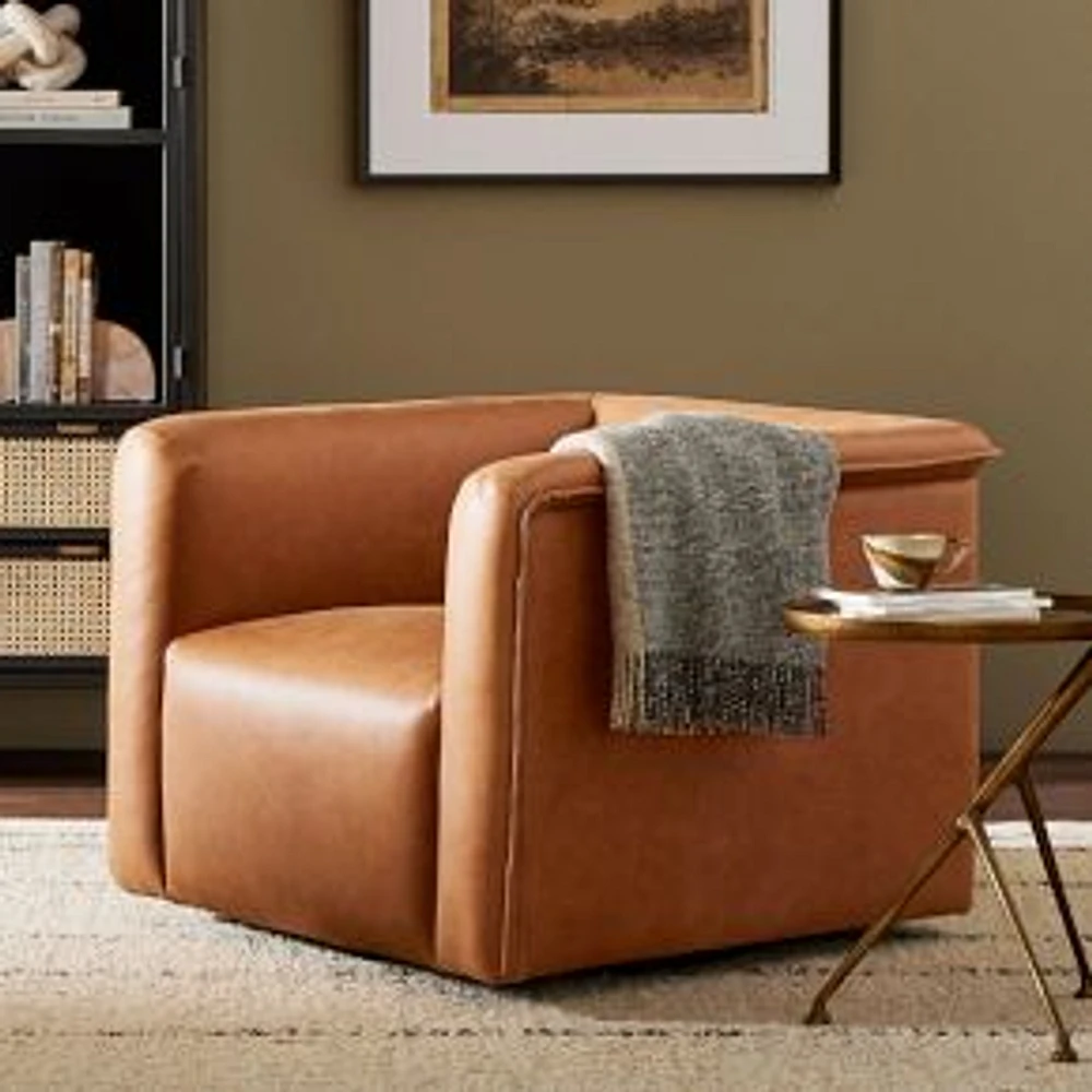 Shaw Leather Swivel Chair, Palermo Cognac