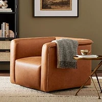 Shaw Leather Swivel Chair, Palermo Cognac