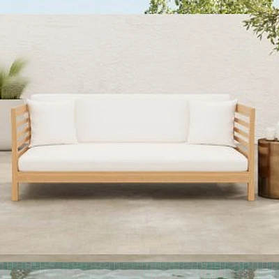 Malibu Outdoor Daybed, Acacia, Teak/Beige