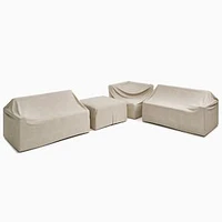 Portside Collection L-Shaped 4-Piece Ottoman Sectional Protective Cover