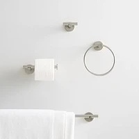 Modern Overhang Bathroom Collection, Towel Ring, Brushed Nickel