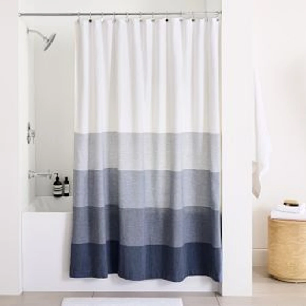 Dobby Ombre Shower Curtain, Indigo, 72"x74"