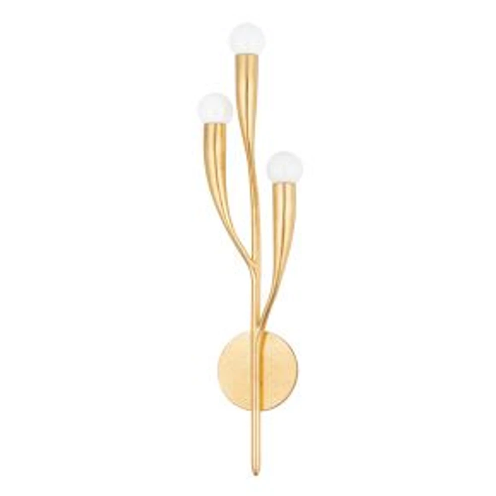 Amity 6" Gold Leaf 3-Light Wall Sconce