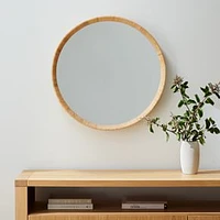 Woven Round Wall Mirror, Natural, 30" Diam