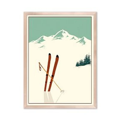 Vintage Winter Ski Poster, 18x24, Framed Paper