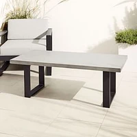 Portside Aluminum Outdoor Concrete 50.5 in Rectangle Coffee Table, Dark Bronze