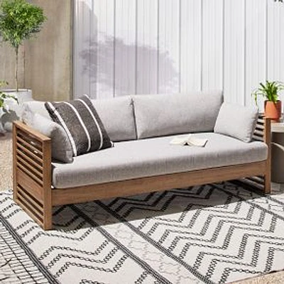 Santa Fe Slatted Outdoor 75 in Sofa, Driftwood