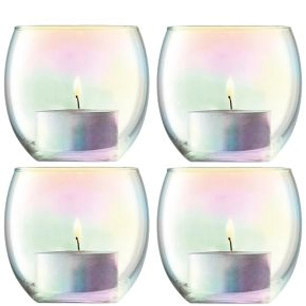 Pearl Iridescent Glass Votive, Set of 4