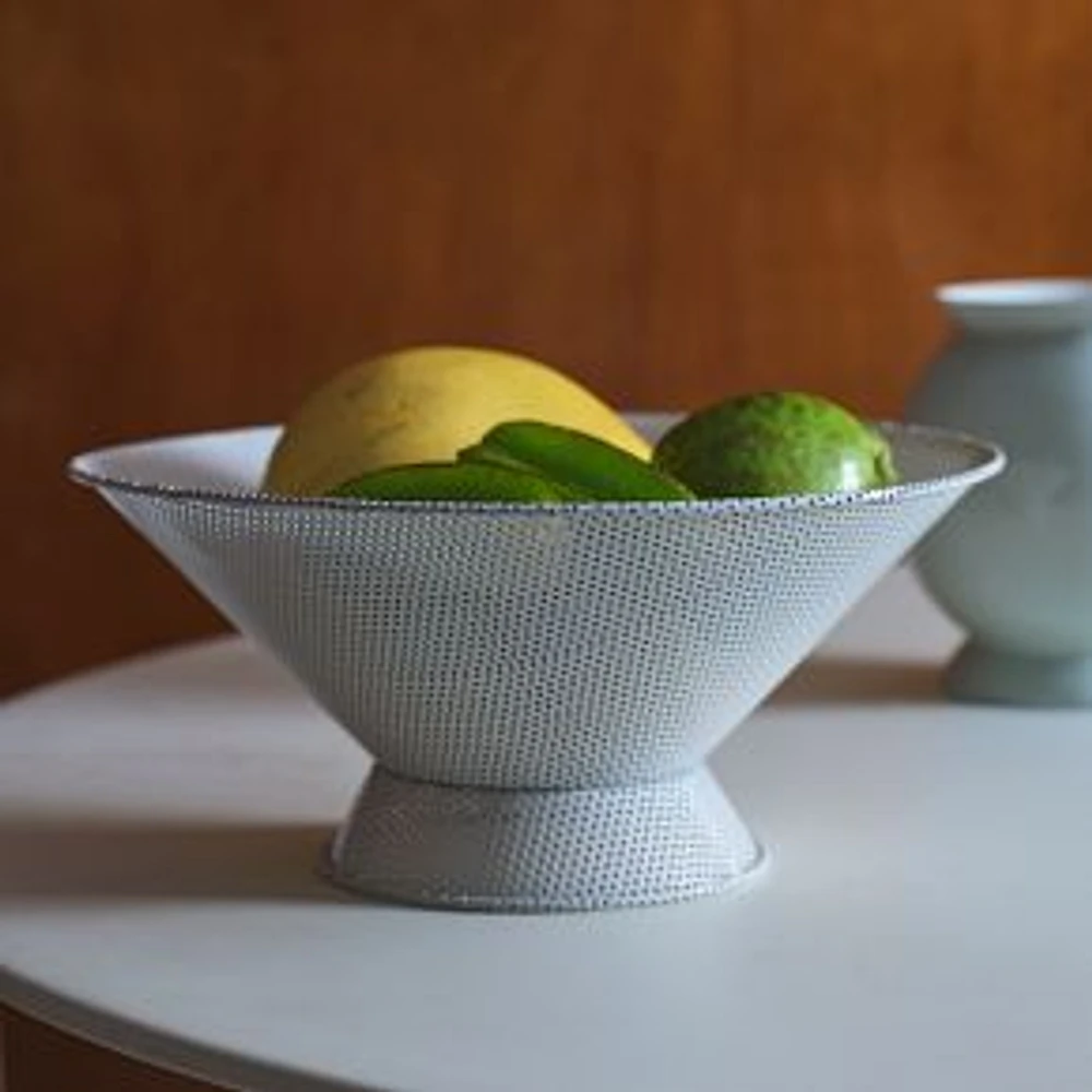 Billy Cotton Perforated Metal Fruit Bowl, White