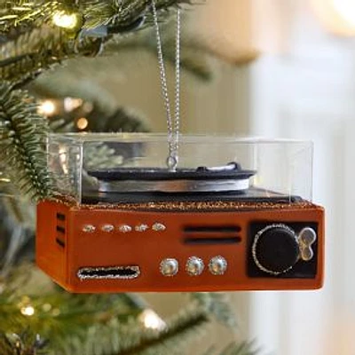 Glass Record Player Ornament