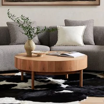 Atmore 42" Round Coffee Table, Amber Oak