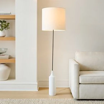 Hudson Floor Lamp, Concrete/White Linendark Bronze