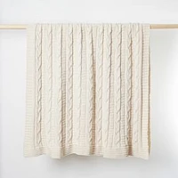 Made*Here New York 100% Cotton Braided Cable Knit Throw