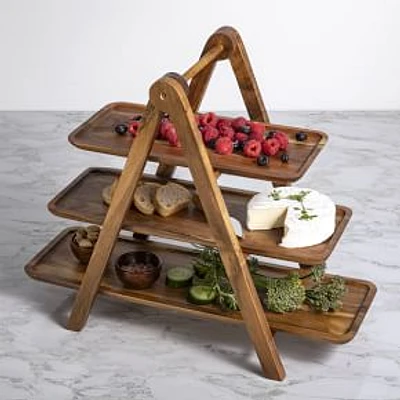 Elevated 3-Tier Wooden Serve Piece