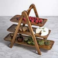 Elevated 3-Tier Wooden Serve Piece