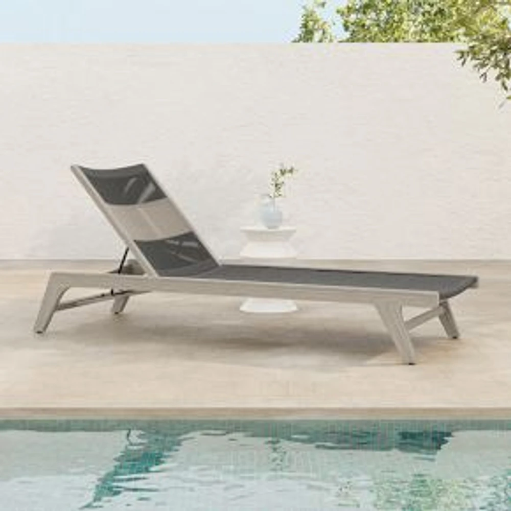 Wood & Rope Outdoor Chaise,Wood + Rope,Gray