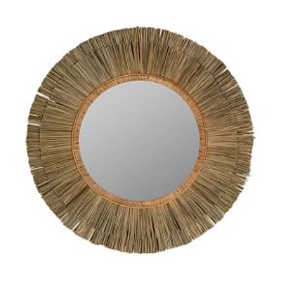 Sea Grass Round Wall Mirror, 34" Diam