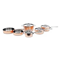 Copper Tri-Ply Cookware, Hammered, 10-Piece Set