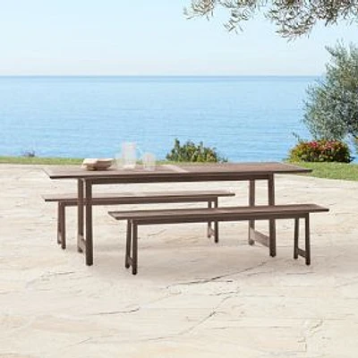 Nailah 86.8" Outdoor Rectangle Dining Table, Rustic Gray