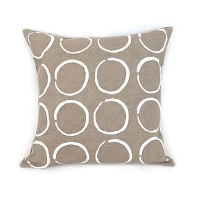 Sadza Batik Pillows, Circles, Taupe + White