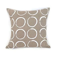 Sadza Batik Pillows, Circles, Taupe + White