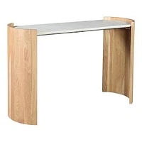 Curved Wood Legs 50" Console Table, White Marble