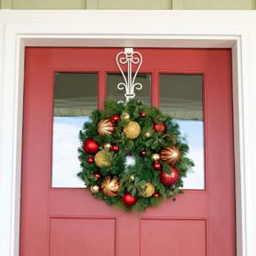 Vertical Wreath Hanger, Elegant, White