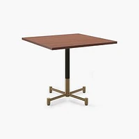 Restaurant Table, Top 36" Square, Dark Walnut, Dining Height 4 Branch Base, Bronze/Brass