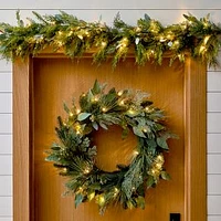 Pre-Lit Faux Mixed Seeded Eucalyptus Wreath, 33"D