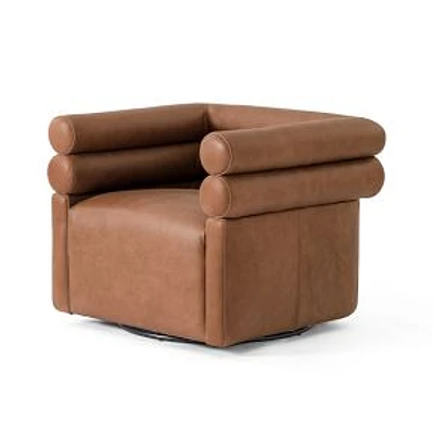 Evie Leather Swivel Chair, Palermo Cognac