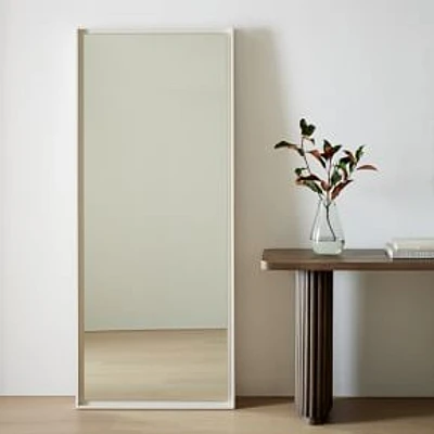 Floating Lacquer Wood Floor Mirror, White, 30"Wx72"H