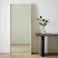 Floating Lacquer Wood Floor Mirror, White, 30"Wx72"H