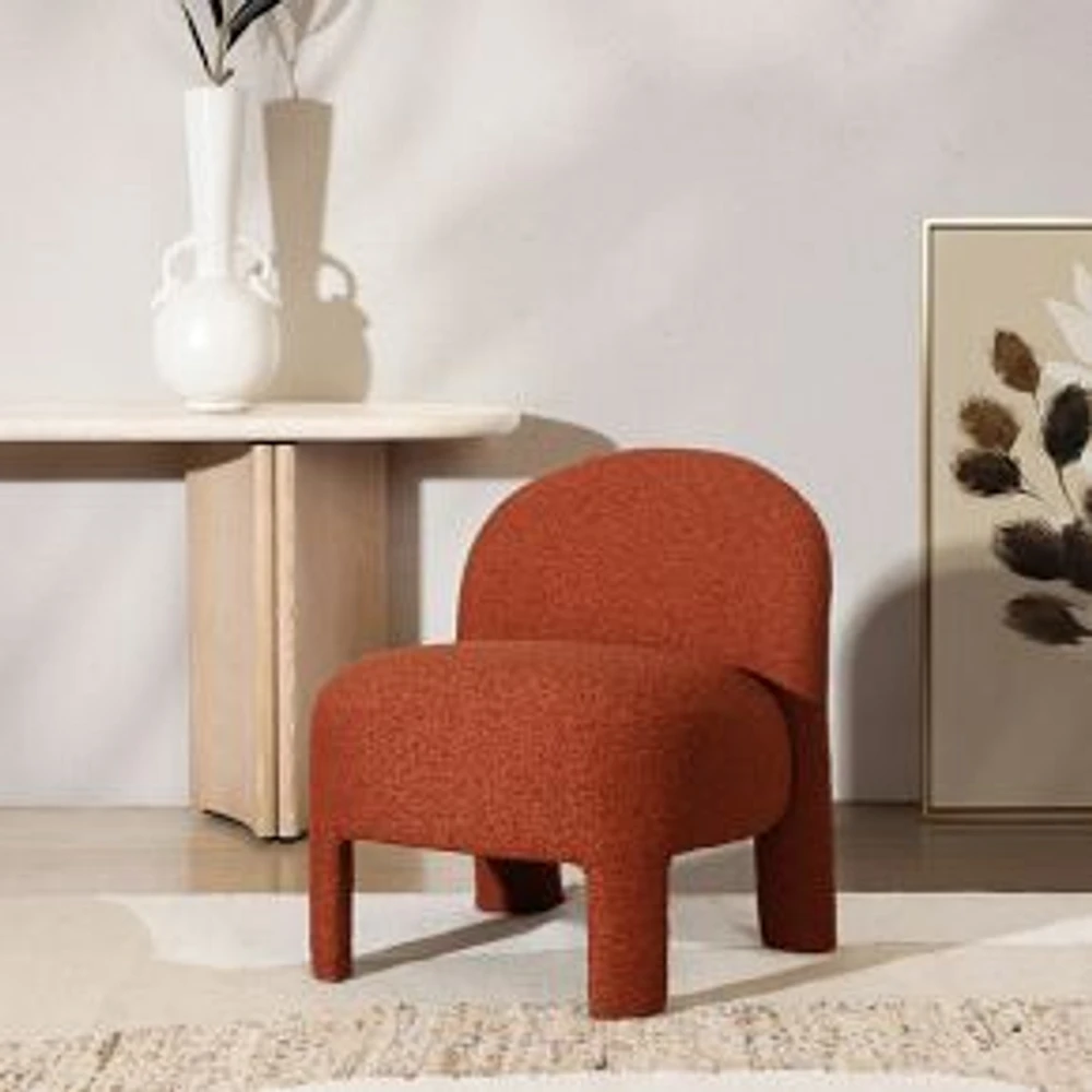 Claramae Polyester Upholstered Occasional Chair, Rust Red