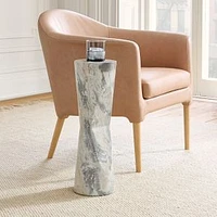 Gideon 7" Drink Table, Faux Marble, Beige