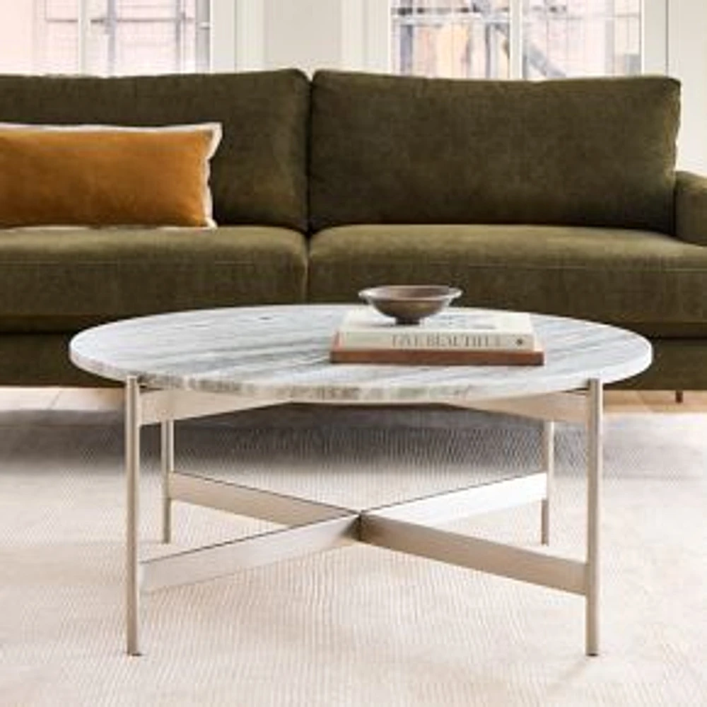 Wiley 36" Coffee Table, Marble, Chrome