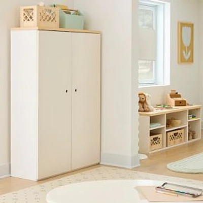 Ziggy Modular Wall System Tall Cabinet With Adjustable Shelving Natural/White