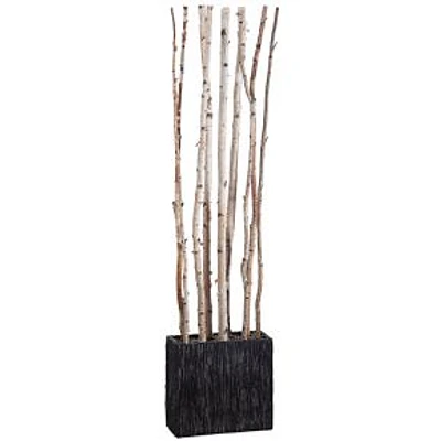 Faux Potted Birch Tree Divider W/ Planter, 7.5', Natural