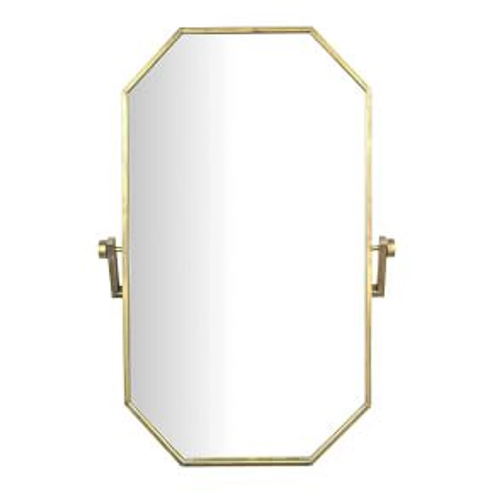 Rectangle Wall Mirror With Adjustable Bracket, Antique Brass, 24"Wx35.5"H